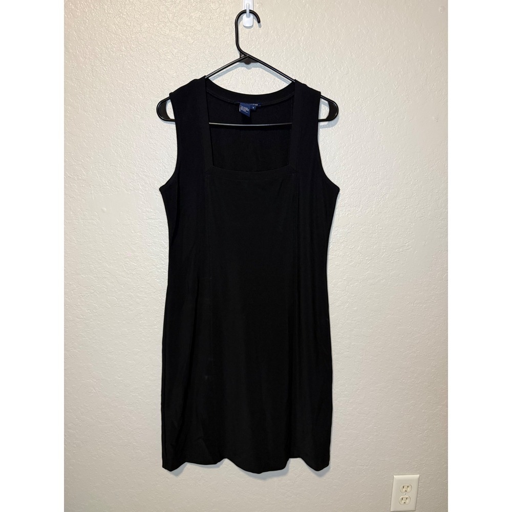 Boston Proper Black Sleeveless Square Neck Stretch Sheath Dress